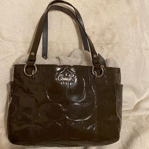 EUC patent grey leather COACH bag